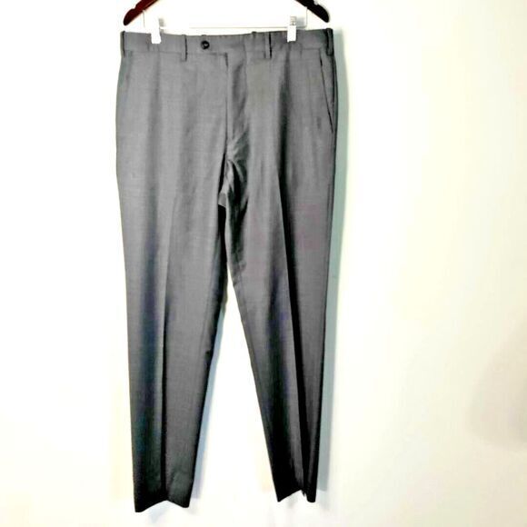 JWN Traditional Fit Straight Dress Pants Men 33R Gray 100% Wool Business Casual - Picture 1 of 5